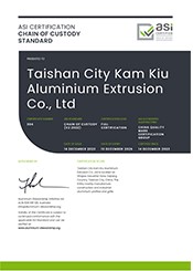 ASI Audit Report Kam Kiu Aluminium Certificate 304 CoC