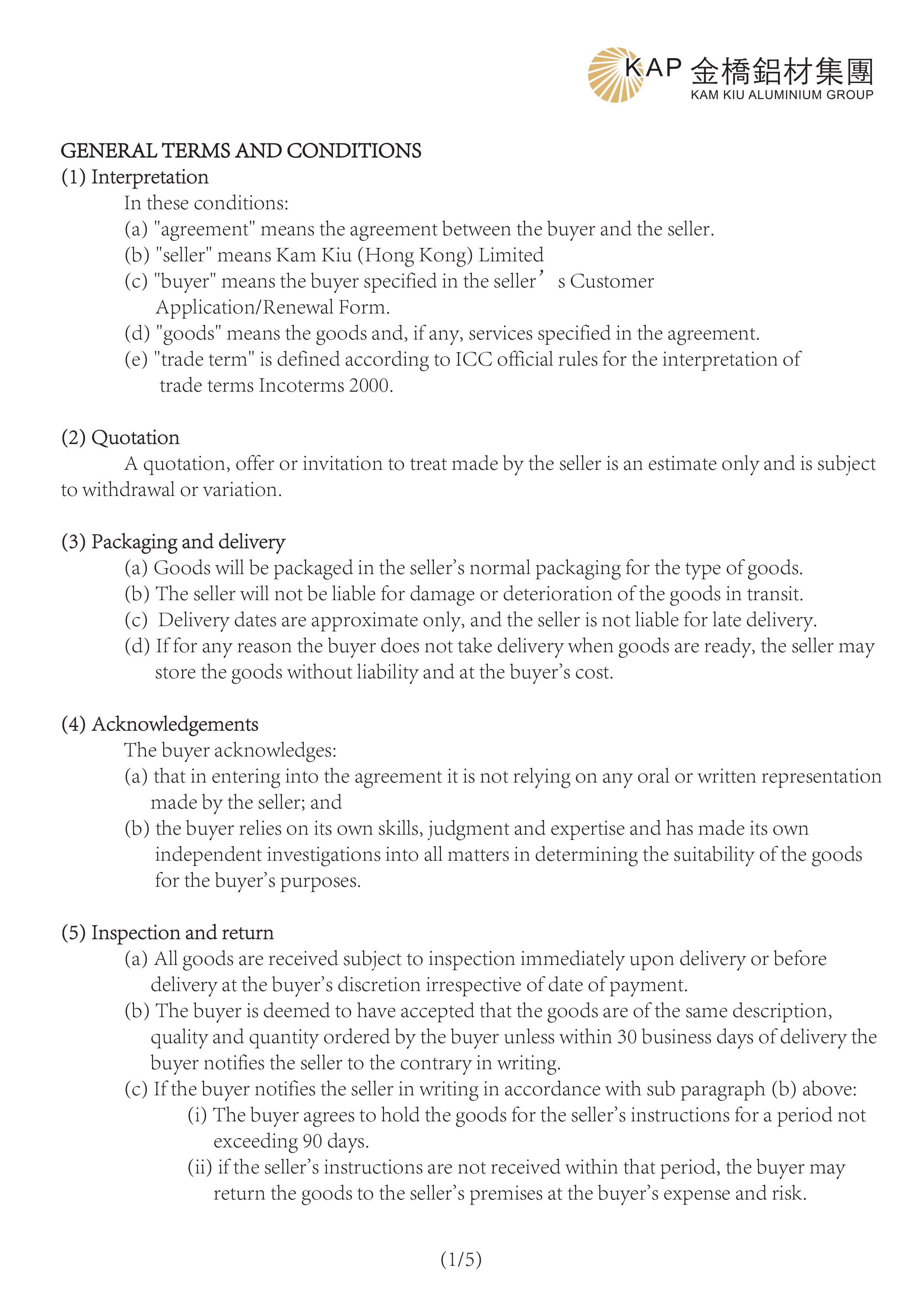 General contract terms &amp; conditions - General contract terms 